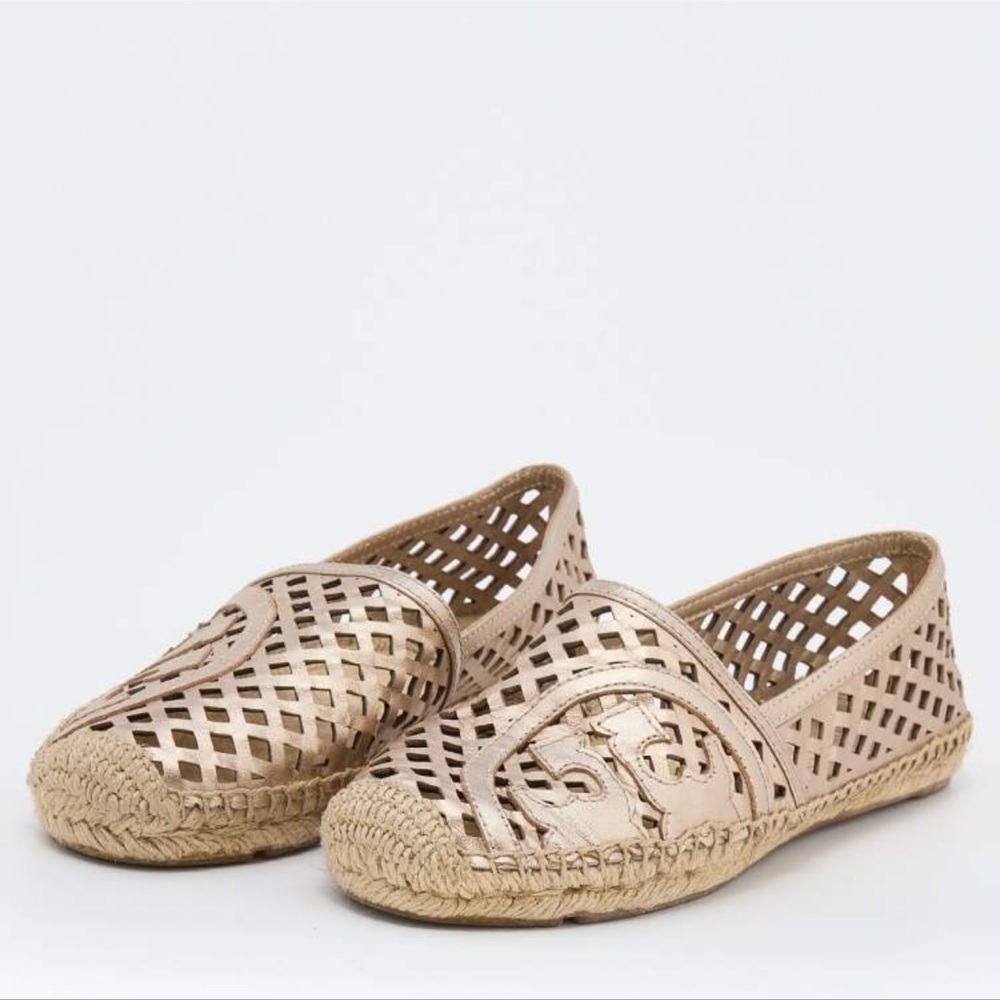 Tory Burch Gold Laser Cut Espadrilles